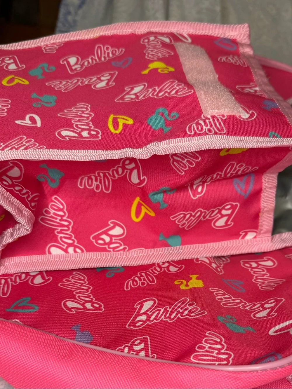 Barbie Hot Pink 5 piece Backpack Set- Matching Pouch, Lunch Bag, Bottle, Clip